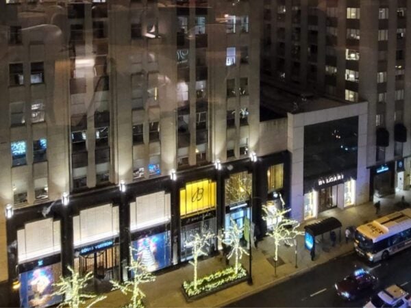 Looking down on Michigan Avenue in Chicago at night