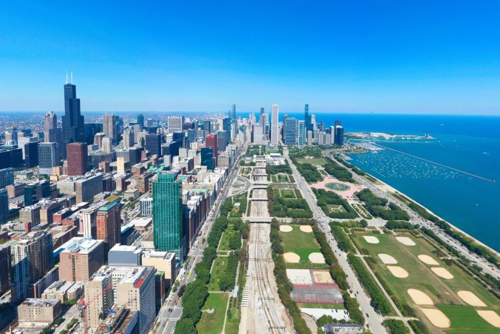 aerial view of the chicago