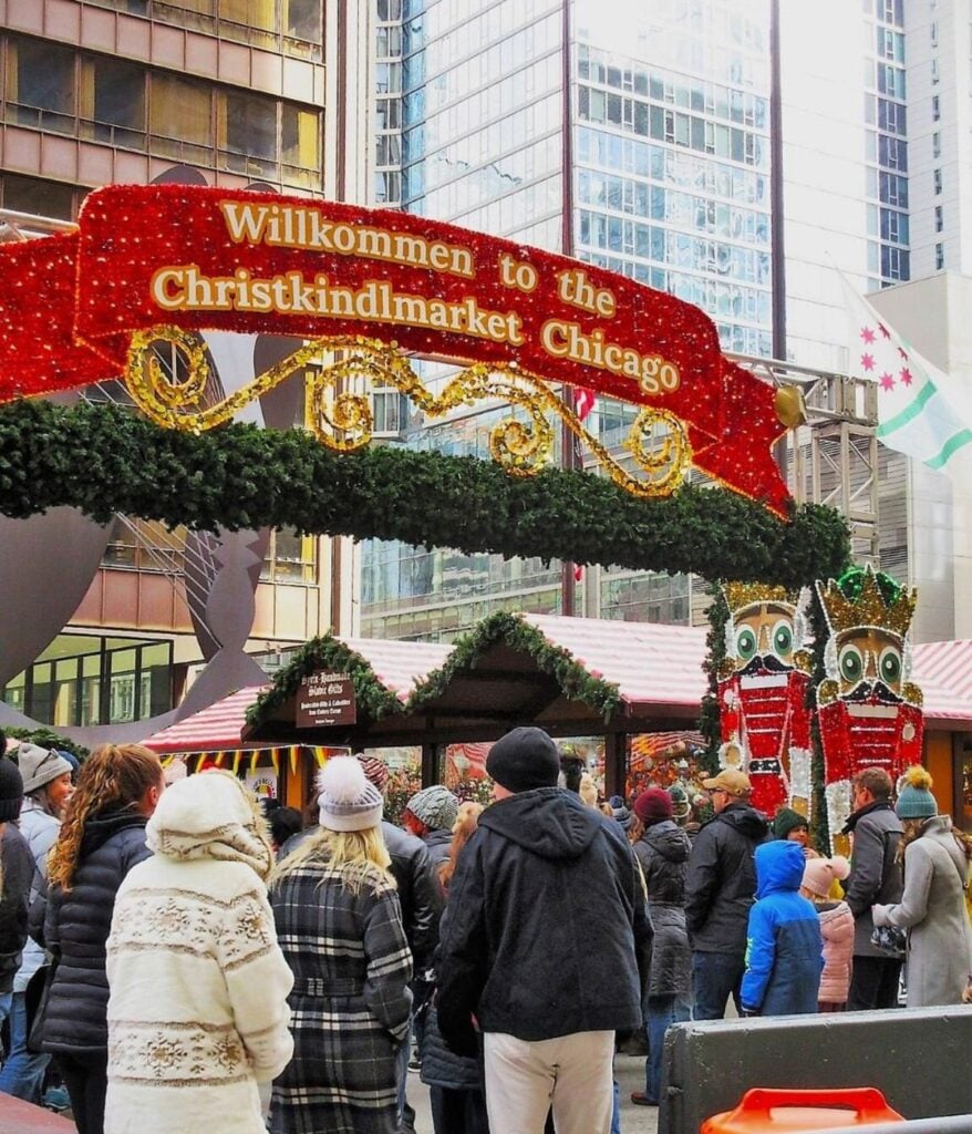 the entrance to Christkindlmarket in Chicago 