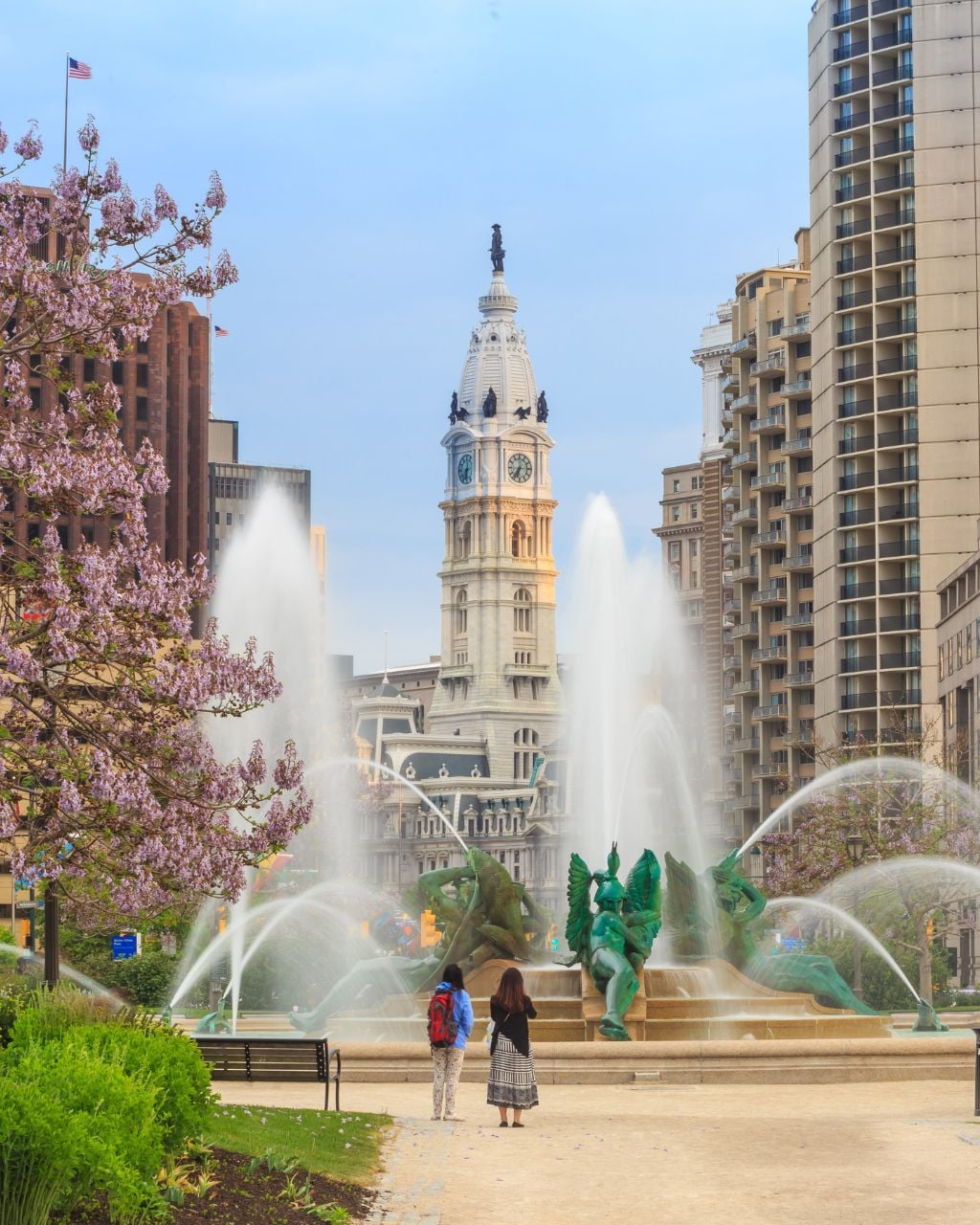 Historic boulevard and monument in Logan Square Chicago