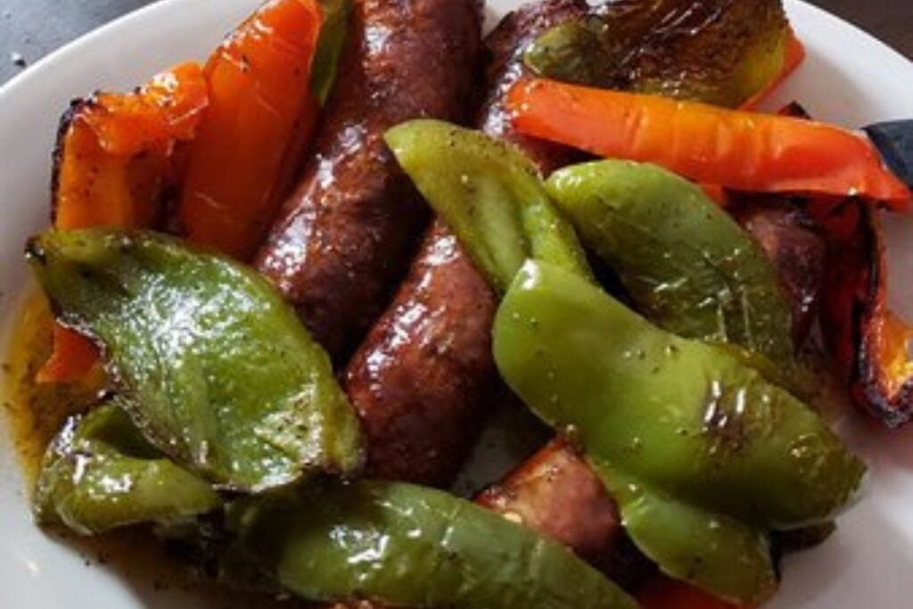 Italian sausage with roasted red and green peppers at Tufano's Vernon Park Tap in Chicago's Little Italy